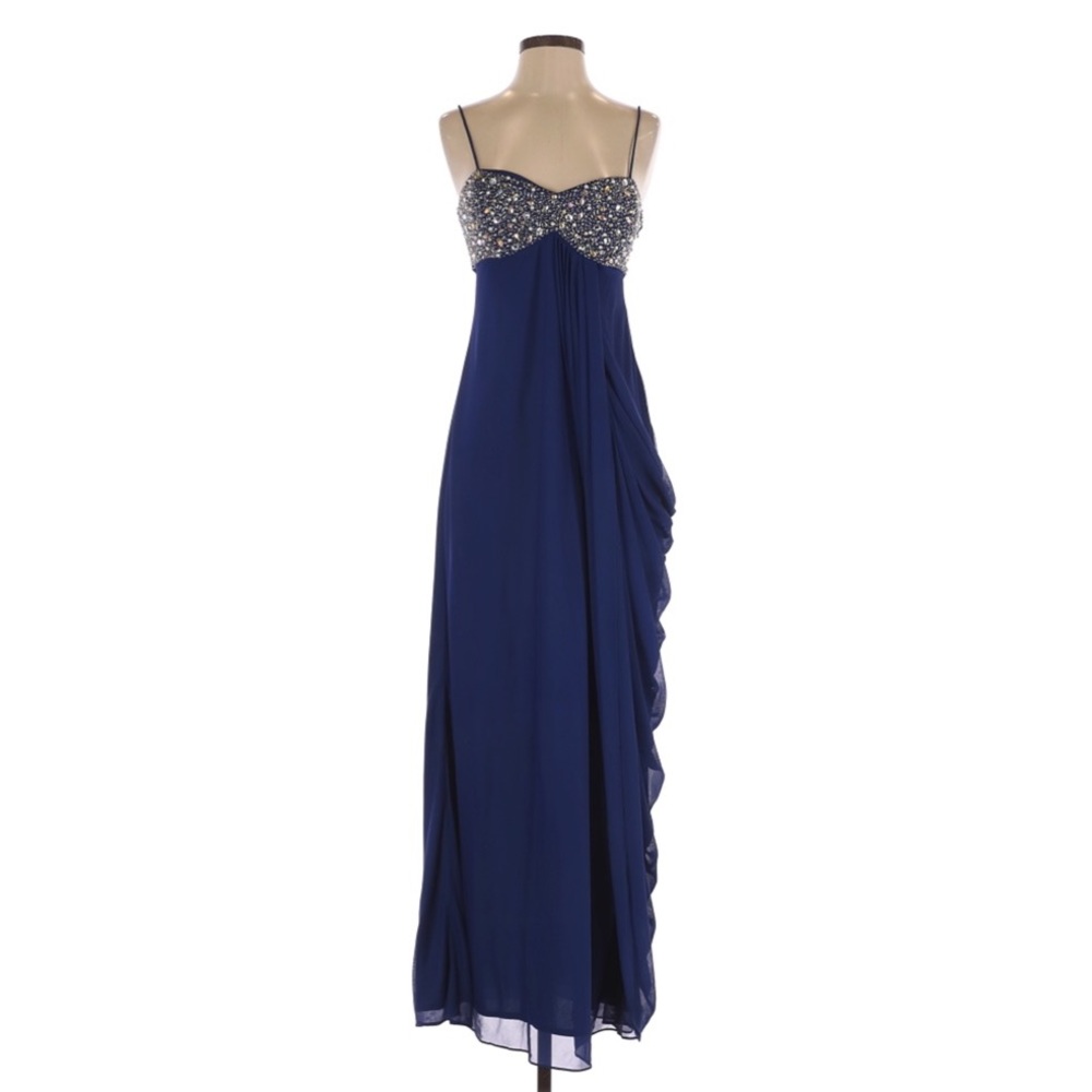 Blue Beaded Maxi Gown